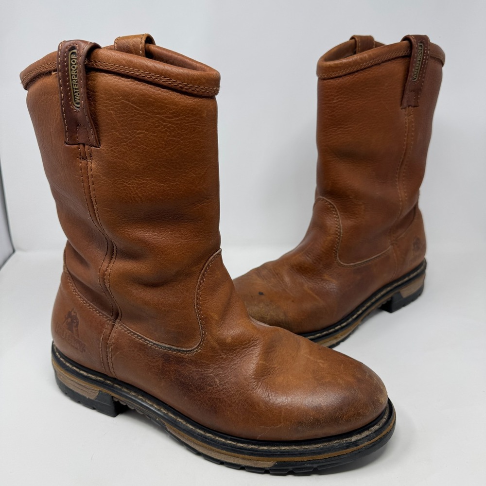 Rocky Wellington FQ0002785 Brown‎ Steel Toe Cowboy Western Work Boots Size 11 M